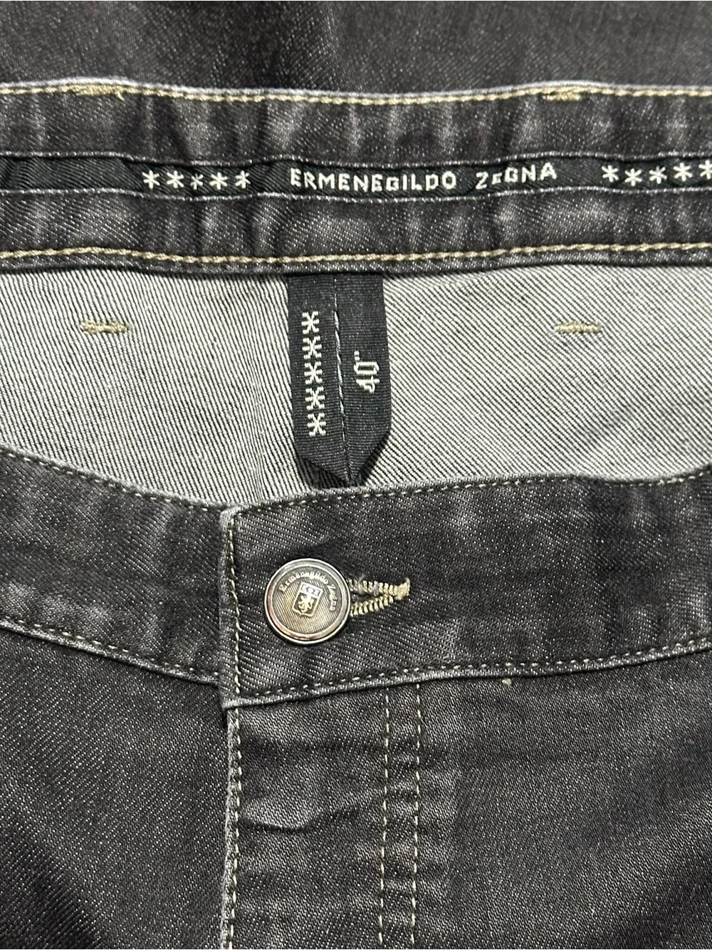 Ermenegildo Zegna Men’s Size 40 x 31 Black Wash Denim Straight Leg Jeans
